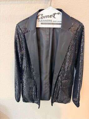 Womens Sequins Blazer Black